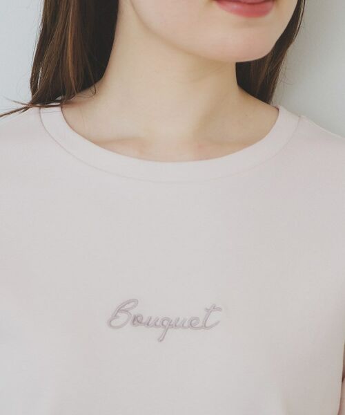tシャツ EGLANTINE 刺繍×プリントロゴ半袖Tシャツ「日本製」 レディース Achic tシャツ 英文字ロゴプリント半袖Tシャツ レディース