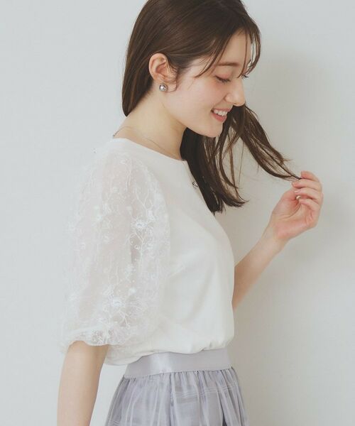 index / インデックス カットソー | シアーバルーンスリーブトップス【洗濯機洗い可/接触冷感】 | 詳細1