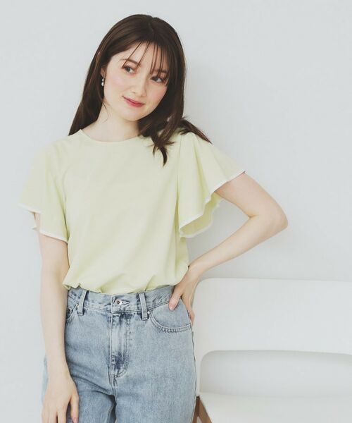 index / インデックス カットソー | バイカラーフレアスリーブトップス【洗濯機洗い可】 | 詳細1