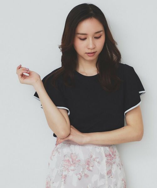 index / インデックス カットソー | バイカラーフレアスリーブトップス【洗濯機洗い可】 | 詳細9