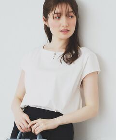 index / インデックス カットソー | 《6色展開/XS-3サイズ》キーネックビジュートップス【UV/接触冷感/洗濯機洗い可】