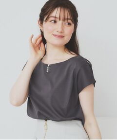 index / インデックス カットソー | 《6色展開/XS-3サイズ》キーネックビジュートップス【UV/接触冷感/洗濯機洗い可】