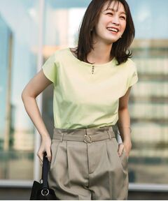 index / インデックス カットソー | 《6色展開/XS-3サイズ》キーネックビジュートップス【UV/接触冷感/洗濯機洗い可】