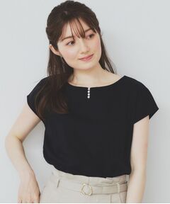 index / インデックス カットソー | 《6色展開/XS-3サイズ》キーネックビジュートップス【UV/接触冷感/洗濯機洗い可】