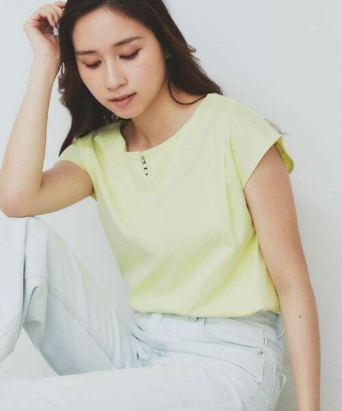 index / インデックス カットソー | 《6色展開/XS-3サイズ》キーネックビジュートップス【UV/接触冷感/洗濯機洗い可】 | 詳細11