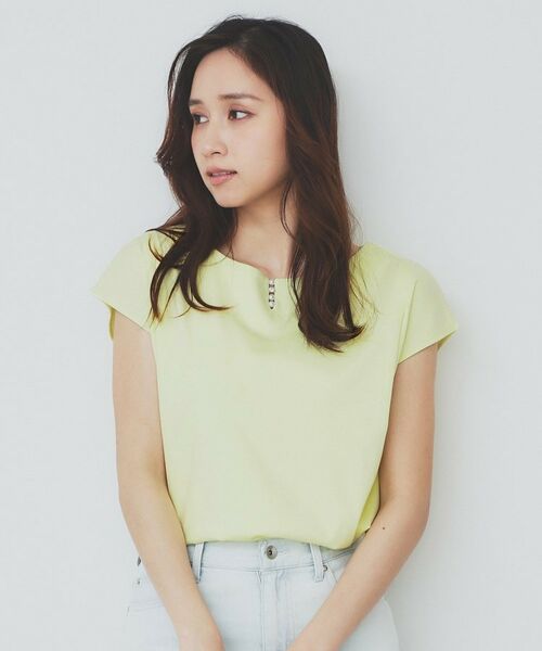 index / インデックス カットソー | 《6色展開/XS-3サイズ》キーネックビジュートップス【UV/接触冷感/洗濯機洗い可】 | 詳細12