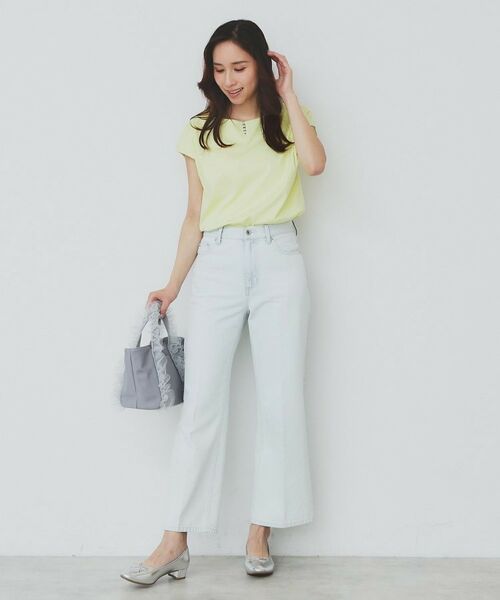 index / インデックス カットソー | 《6色展開/XS-3サイズ》キーネックビジュートップス【UV/接触冷感/洗濯機洗い可】 | 詳細14