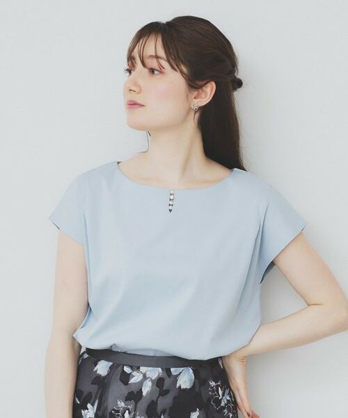 index / インデックス カットソー | 《6色展開/XS-3サイズ》キーネックビジュートップス【UV/接触冷感/洗濯機洗い可】 | 詳細20