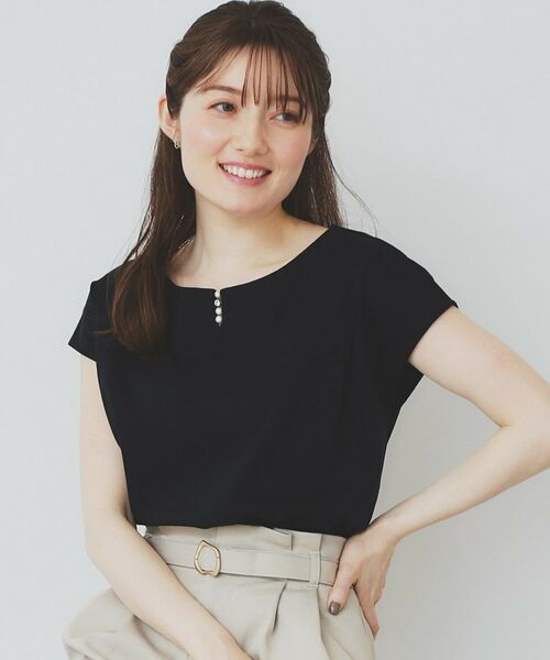 index / インデックス カットソー | 《6色展開/XS-3サイズ》キーネックビジュートップス【UV/接触冷感/洗濯機洗い可】 | 詳細24