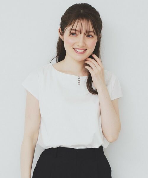 index / インデックス カットソー | 《6色展開/XS-3サイズ》キーネックビジュートップス【UV/接触冷感/洗濯機洗い可】 | 詳細3