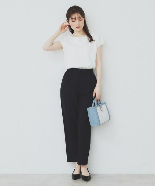 index / インデックス カットソー | 《6色展開/XS-3サイズ》キーネックビジュートップス【UV/接触冷感/洗濯機洗い可】 | 詳細4