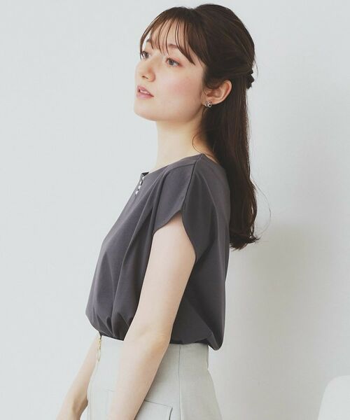 index / インデックス カットソー | 《6色展開/XS-3サイズ》キーネックビジュートップス【UV/接触冷感/洗濯機洗い可】 | 詳細7