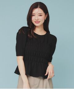 index / インデックス カットソー | シャーリングペプラムトップス【洗濯機洗い可】