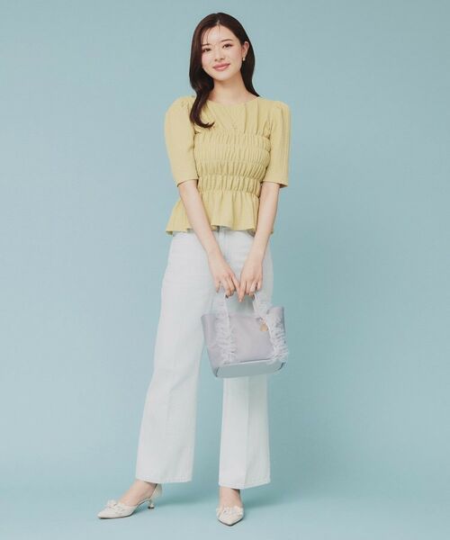 index / インデックス カットソー | シャーリングペプラムトップス【洗濯機洗い可】 | 詳細10