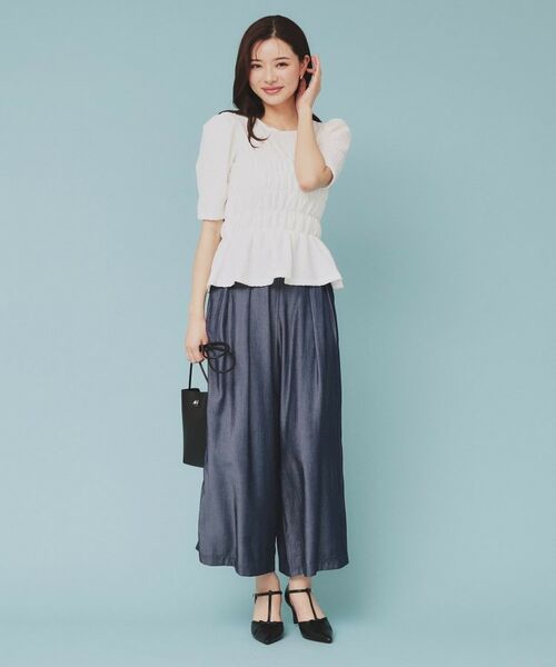 index / インデックス カットソー | シャーリングペプラムトップス【洗濯機洗い可】 | 詳細2