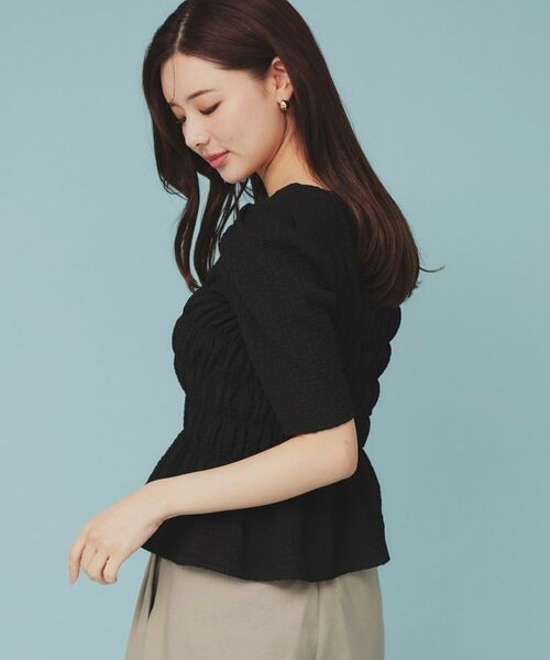 index / インデックス カットソー | シャーリングペプラムトップス【洗濯機洗い可】 | 詳細5