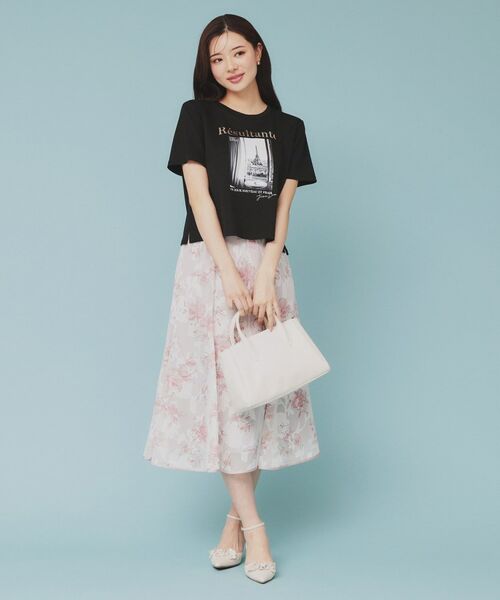 セール】 箔プリントショート丈Tシャツ【UV/接触冷感/洗濯機洗い