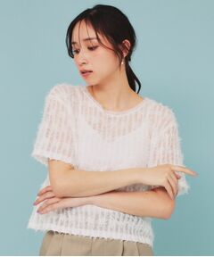 index / インデックス カットソー | チュールフリンジシアートップス【洗える】