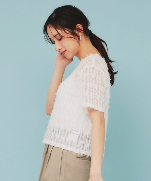 index / インデックス カットソー | チュールフリンジシアートップス【洗える】 | 詳細1