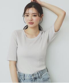 index / インデックス カットソー | ラメリブクルーネックトップス【洗濯機洗い可】