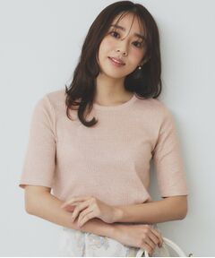 index / インデックス カットソー | ラメリブクルーネックトップス【洗濯機洗い可】