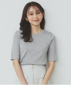 index / インデックス カットソー | ラメリブクルーネックトップス【洗濯機洗い可】