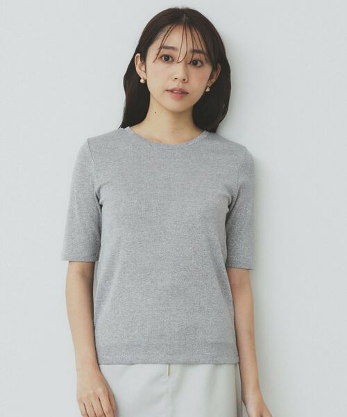 index / インデックス カットソー | ラメリブクルーネックトップス【洗濯機洗い可】 | 詳細18