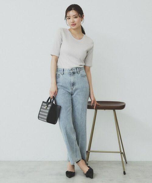 index / インデックス カットソー | ラメリブクルーネックトップス【洗濯機洗い可】 | 詳細2