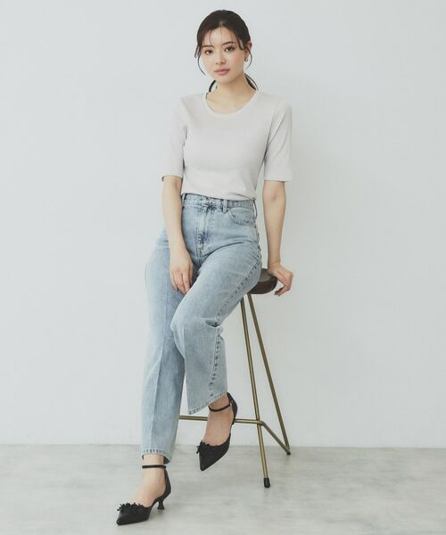 index / インデックス カットソー | ラメリブクルーネックトップス【洗濯機洗い可】 | 詳細3