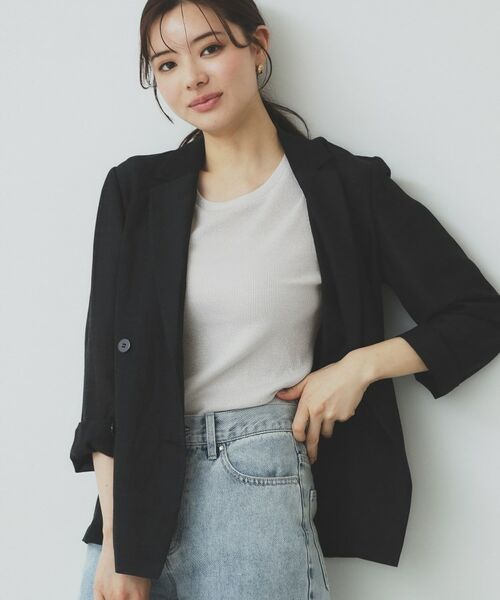 index / インデックス カットソー | ラメリブクルーネックトップス【洗濯機洗い可】 | 詳細4