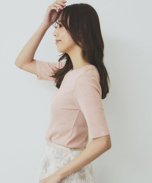 index / インデックス カットソー | ラメリブクルーネックトップス【洗濯機洗い可】 | 詳細6