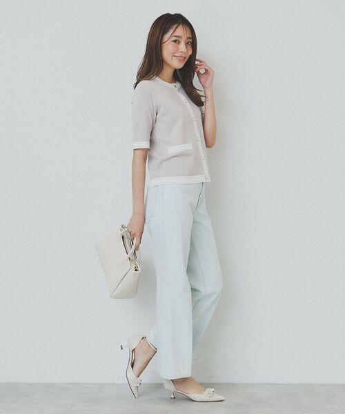 index / インデックス カーディガン・ボレロ | バイカラークルーネックカーディガン/オーガニックコットン混【UV/洗濯機洗い可】 | 詳細13