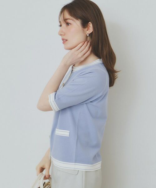 index / インデックス カーディガン・ボレロ | バイカラークルーネックカーディガン/オーガニックコットン混【UV/洗濯機洗い可】 | 詳細15