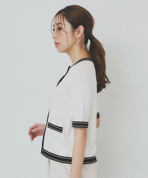 index / インデックス カーディガン・ボレロ | バイカラークルーネックカーディガン/オーガニックコットン混【UV/洗濯機洗い可】 | 詳細20