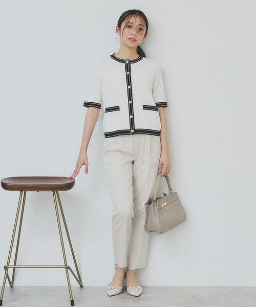 index / インデックス カーディガン・ボレロ | バイカラークルーネックカーディガン/オーガニックコットン混【UV/洗濯機洗い可】 | 詳細3