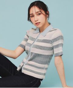 index / インデックス カーディガン・ボレロ | マルチボーダーダブルジップニット【洗濯機洗い可】