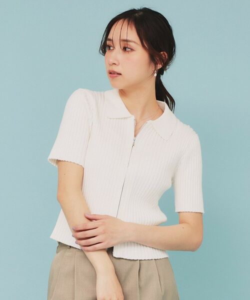 index / インデックス カーディガン・ボレロ | マルチボーダーダブルジップニット【洗濯機洗い可】 | 詳細1