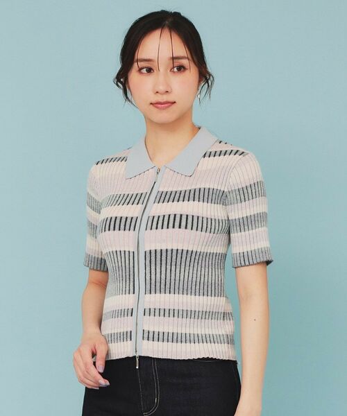 index / インデックス カーディガン・ボレロ | マルチボーダーダブルジップニット【洗濯機洗い可】 | 詳細13