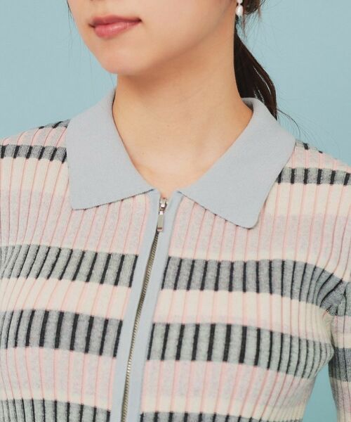 index / インデックス カーディガン・ボレロ | マルチボーダーダブルジップニット【洗濯機洗い可】 | 詳細16