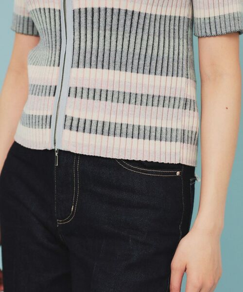 index / インデックス カーディガン・ボレロ | マルチボーダーダブルジップニット【洗濯機洗い可】 | 詳細18