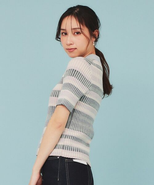 index / インデックス カーディガン・ボレロ | マルチボーダーダブルジップニット【洗濯機洗い可】 | 詳細9