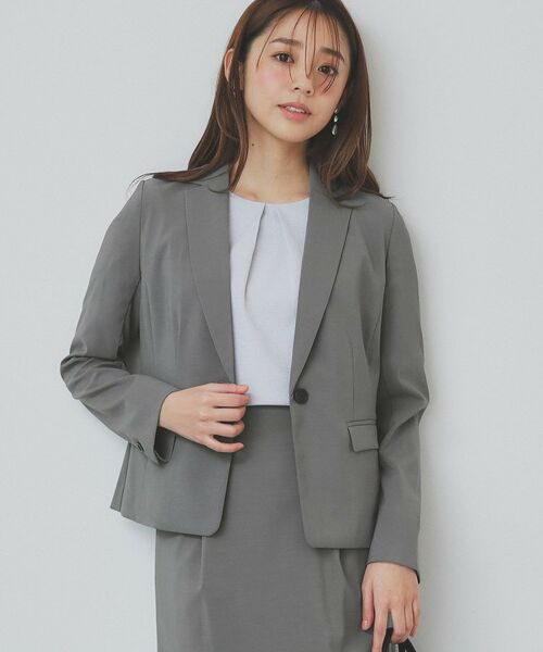 index / インデックス テーラードジャケット | ストレッチテーラードジャケット/セットアップ対応【洗える/抗ピル/接触冷感】(チャコールグレー(013))