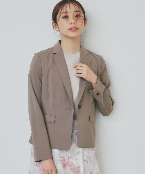 index / インデックス テーラードジャケット | ストレッチテーラードジャケット/セットアップ対応【洗える/抗ピル/接触冷感】(トープ(054))