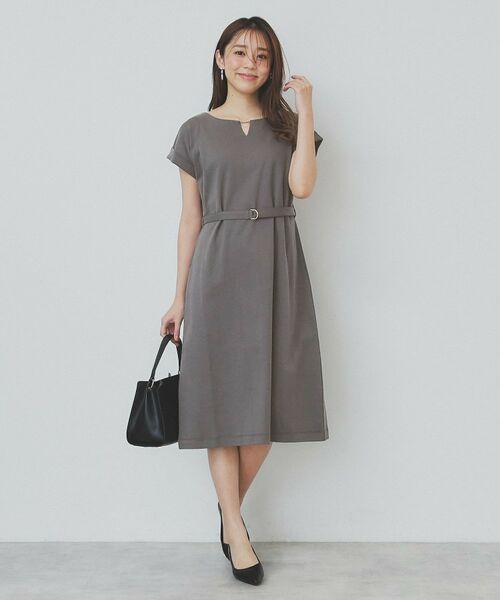 index / インデックス ミニ丈・ひざ丈ワンピース | 《5color/XS-3Lsize》Iラインシルエットワンピース【UV/接触冷感/洗濯機洗い可】 | 詳細2