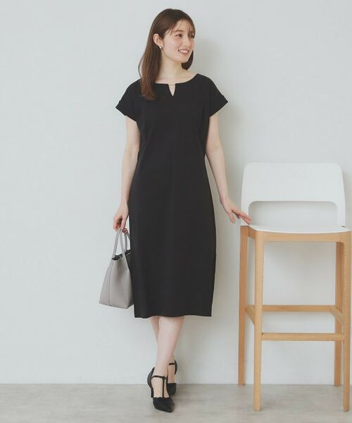 index / インデックス ミニ丈・ひざ丈ワンピース | 《5color/XS-3Lsize》Iラインシルエットワンピース【UV/接触冷感/洗濯機洗い可】 | 詳細23