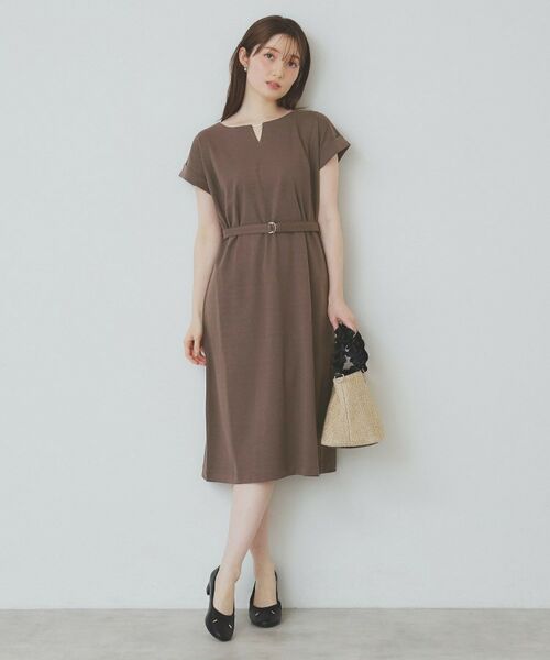 index / インデックス ミニ丈・ひざ丈ワンピース | 《5color/XS-3Lsize》Iラインシルエットワンピース【UV/接触冷感/洗濯機洗い可】 | 詳細25
