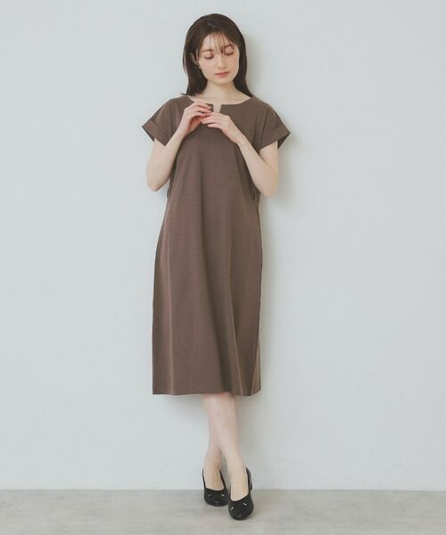 index / インデックス ミニ丈・ひざ丈ワンピース | 《5color/XS-3Lsize》Iラインシルエットワンピース【UV/接触冷感/洗濯機洗い可】 | 詳細27