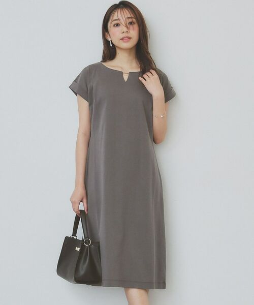 index / インデックス ミニ丈・ひざ丈ワンピース | 《5color/XS-3Lsize》Iラインシルエットワンピース【UV/接触冷感/洗濯機洗い可】 | 詳細4