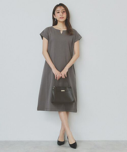 index / インデックス ミニ丈・ひざ丈ワンピース | 《5color/XS-3Lsize》Iラインシルエットワンピース【UV/接触冷感/洗濯機洗い可】 | 詳細5