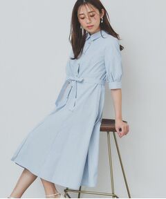 index / インデックス ミニ丈・ひざ丈ワンピース | ストライプシャツワンピース【洗濯機洗い可/イージーアイロン】